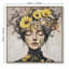 «Beauty Lady with Flower Head», art mural encadré floral rose blanc