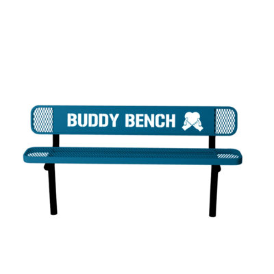 Banc Buddy, bleu pâle, extensible, 1,83 m, avec dossier, à encastrer dans le sol
