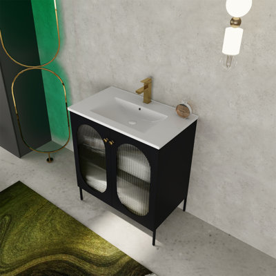 Meuble-lavabo autoportant de 30 po avec lavabo en céramique