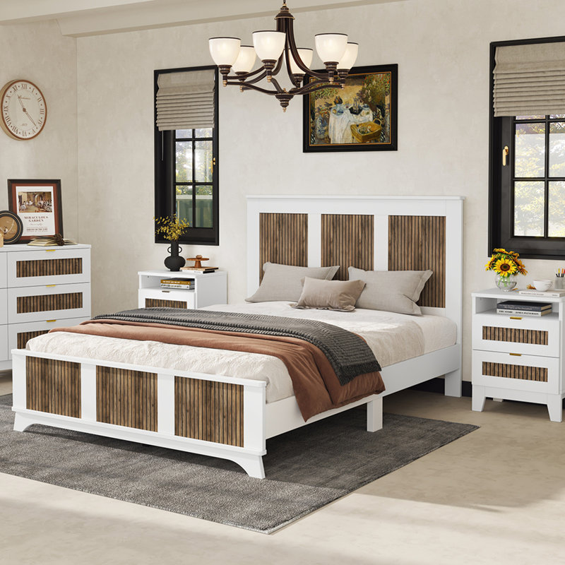 Lit plateforme Farmhouse, Blanc, Grand
