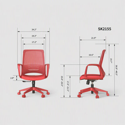 Fauteuil de direction ergonomique 350LBS, siège de bureau, tissu en filet, assise confortable, accoudoir intégré, siège relevable et filet pivotant