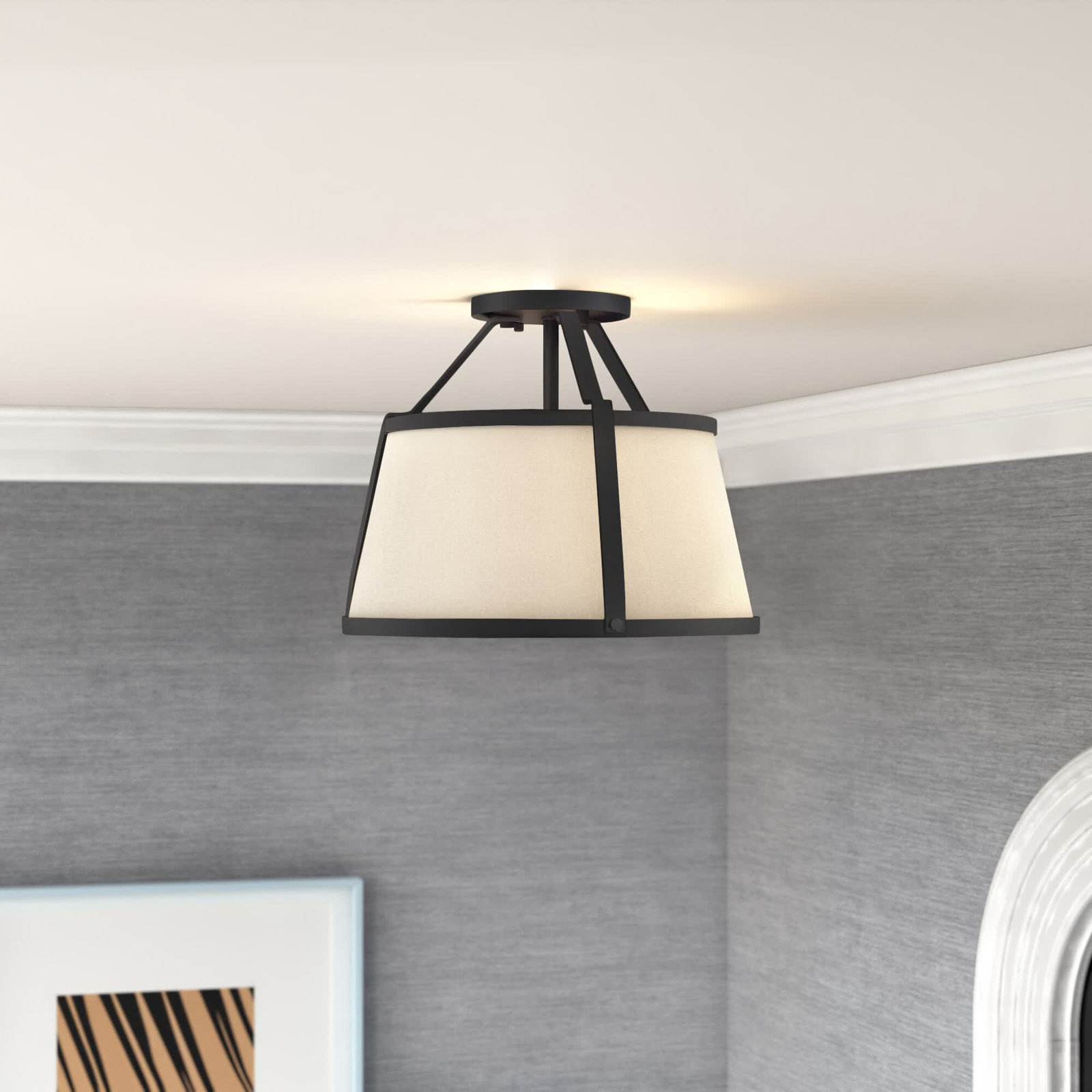 Vonnie 3 Light Semi Flush Mount, Matte Black
