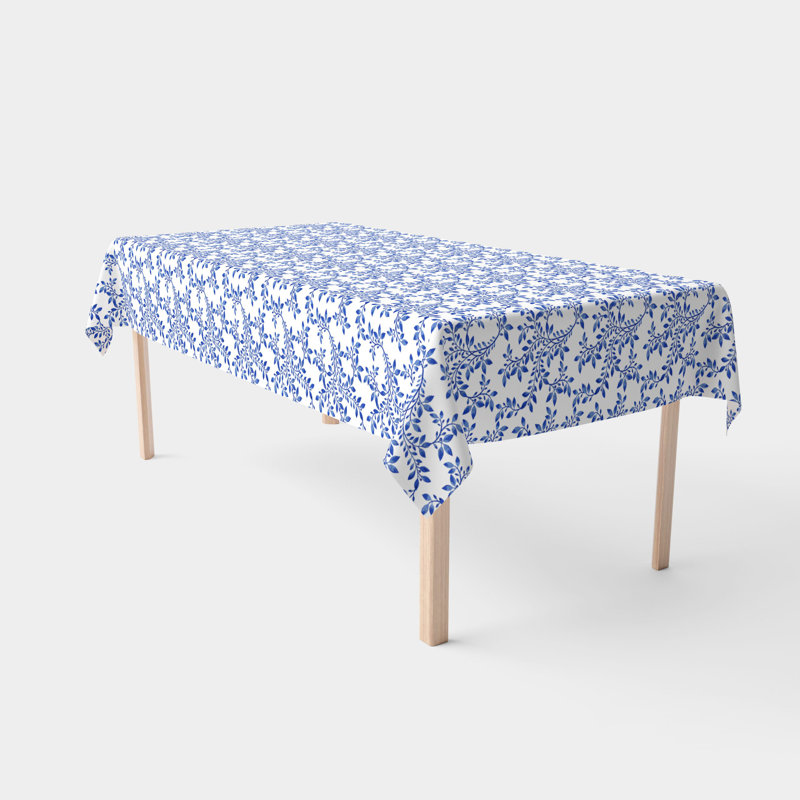 Table Runner, 100% Cotton, 16X108", Swirly Blue Vines, 84" L x 52" W