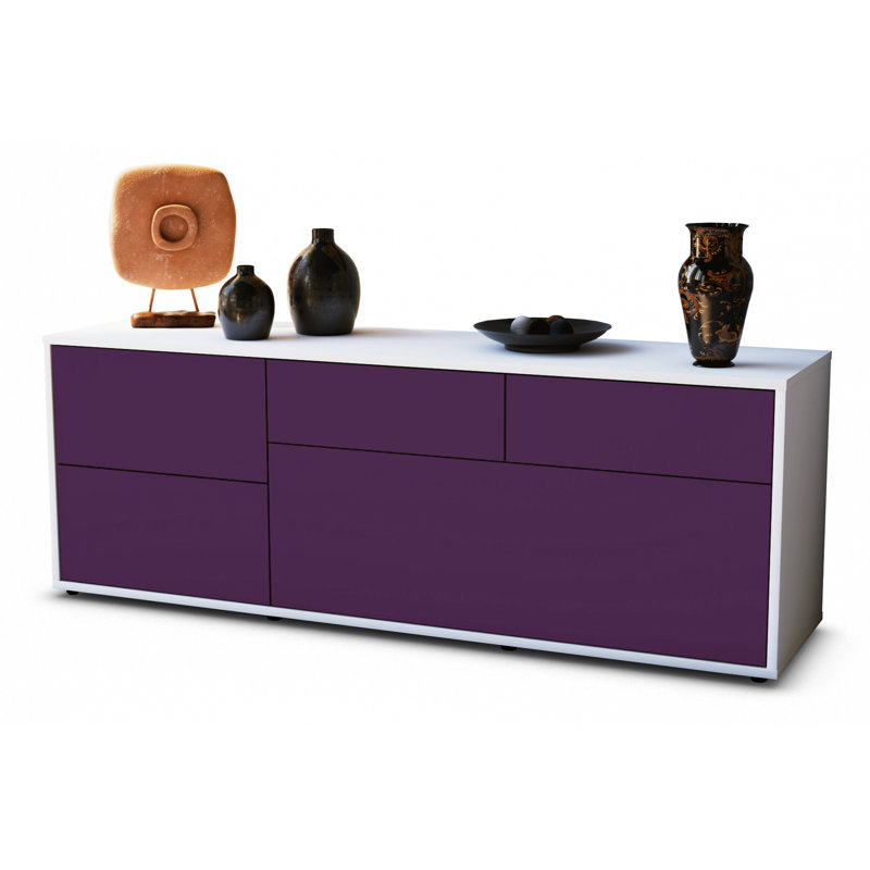 Yarbro Unfinished TV Stand for TVs up to 60", Purple / Matte White