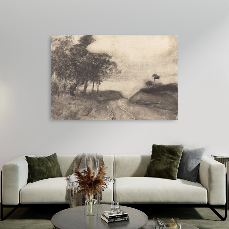 La Route, vers 1878-1880. Estampe murale impressionniste abstraite contemporaine représentant un paysage avec un arbre.