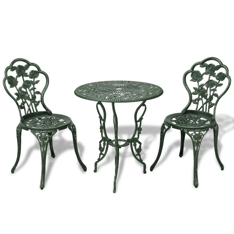 Barreto 3 Piece Bistro Set Cast Aluminium, Green