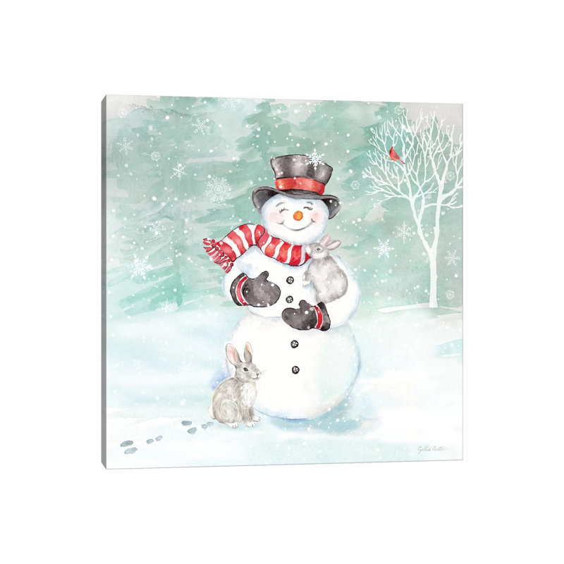 Let It Snow Blue Snowman VI by Cynthia Coulter - Wrapped Canvas Print
