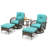 5-Piece Wicker Swivel Patio Seating Group with Tempered Glass Table Top and Cushions-923873730