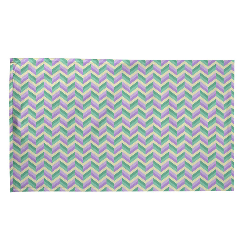 Serviette à thé chevron Mcguigan, Sergé de coton, Mauve / vert / beige