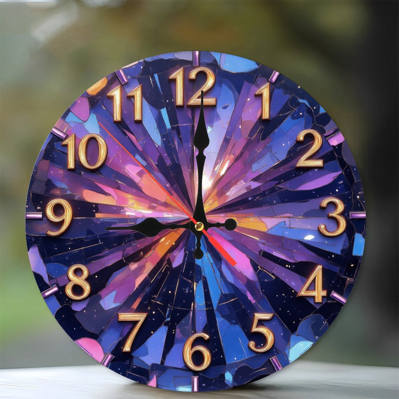 Horloge avec vitrail galaxie