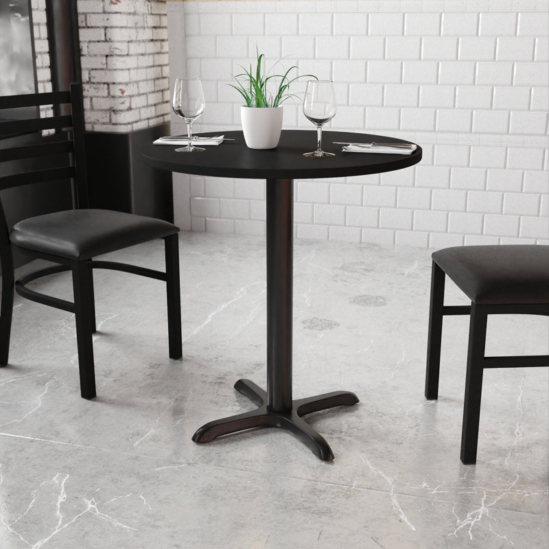 Carrus Round Laminate Table Top with Height Table Base, 31.13" H x 30" W x 30" D, Black