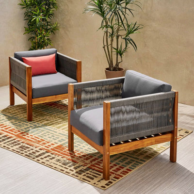 Ensemble de 2 fauteuils club d'extérieur Laurel, sièges de patio élégants et résistants aux intempéries