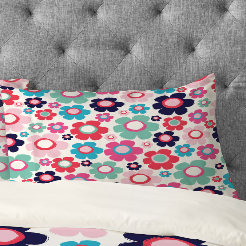 Taie d'oreiller à motif de fleurs indigo Ali Benyon, Très grand