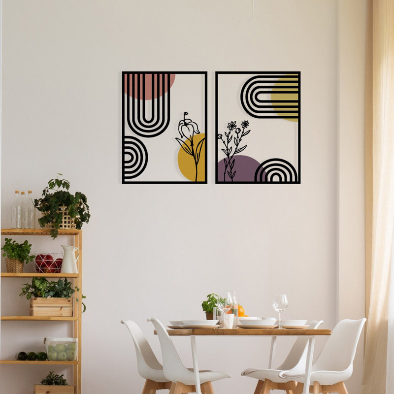 Accessoire mural décoratif en métal, 37,6 po x 23,6 po | Métal durable (épaisseur: 0,05 po) et bois (épaisseur: 0,12 po) | Décoration intérieure élégante, parfaite pour le salon, la chambre à coucher ou le bureau | Conception unique et finition de qualité