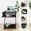 Bureau d'ordinateur en forme de Z 23,6 "avec plateau pour clavier et roulettes, table d'étude compacte pour petits espaces-1229069474