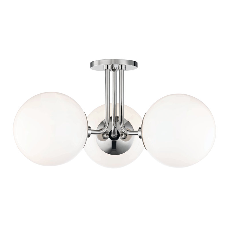 Luna Glass Semi Flush Mount, Polished Nickel