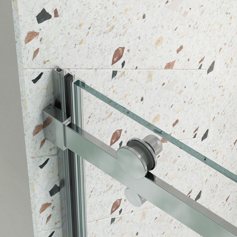 Porte de salle de bain coulissante simple l 56 à 60 po x H 74 po, Chrome chrome
