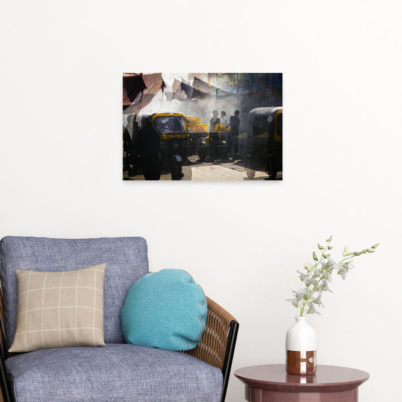 Urban Market Layers Vibrant Abstract Contemporary City Wall Art Print 1 Piece Wrapped Canvas Wall Art, 40.64cm H x 60.96cm W
