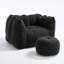 Pouf poire en chenille noire avec repose-pieds pour adultes - Grand fauteuil inclinable en mousse à mémoire de forme-261219410