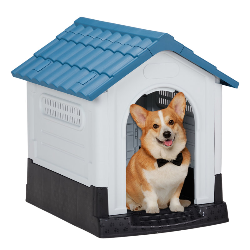Niche en plastique pour chien, H 26 po x l 25 po x P 22 po, Bleu