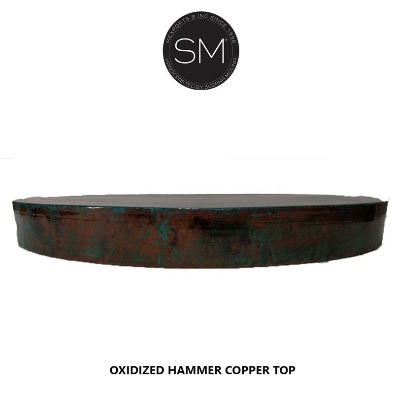 Luxurious Wrought Iron Coffee Table embellished with a 48” Round Oxidized Copper Top