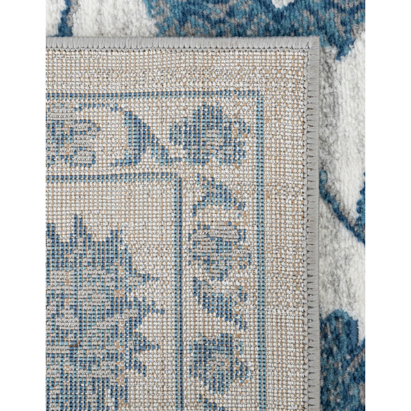 Muth Ivory/Blue Rug, Square 3'3"