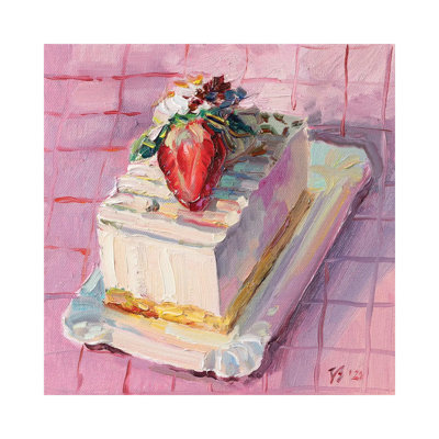 Strawberry Curd Pie by Katharina Valeeva - Wrapped Canvas Painting