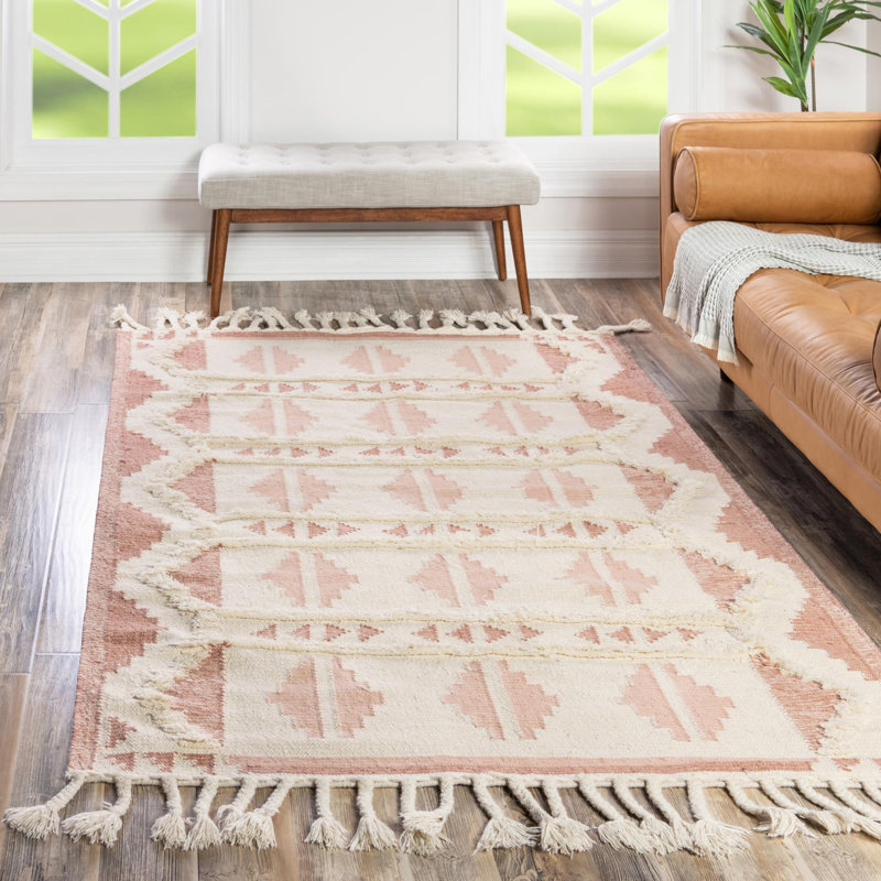 Tapis contemporain de couleur rose Annonciata, Rectangle 8 pi x 10 pi