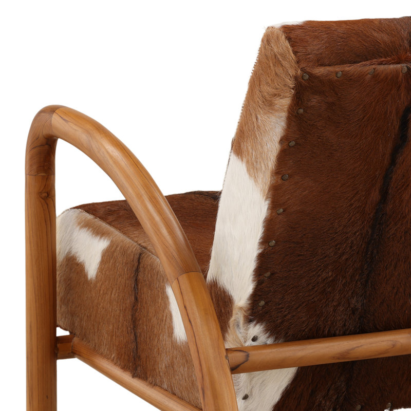 Charlton Occasional Chair, Brown & White Genuine Leather, Brown