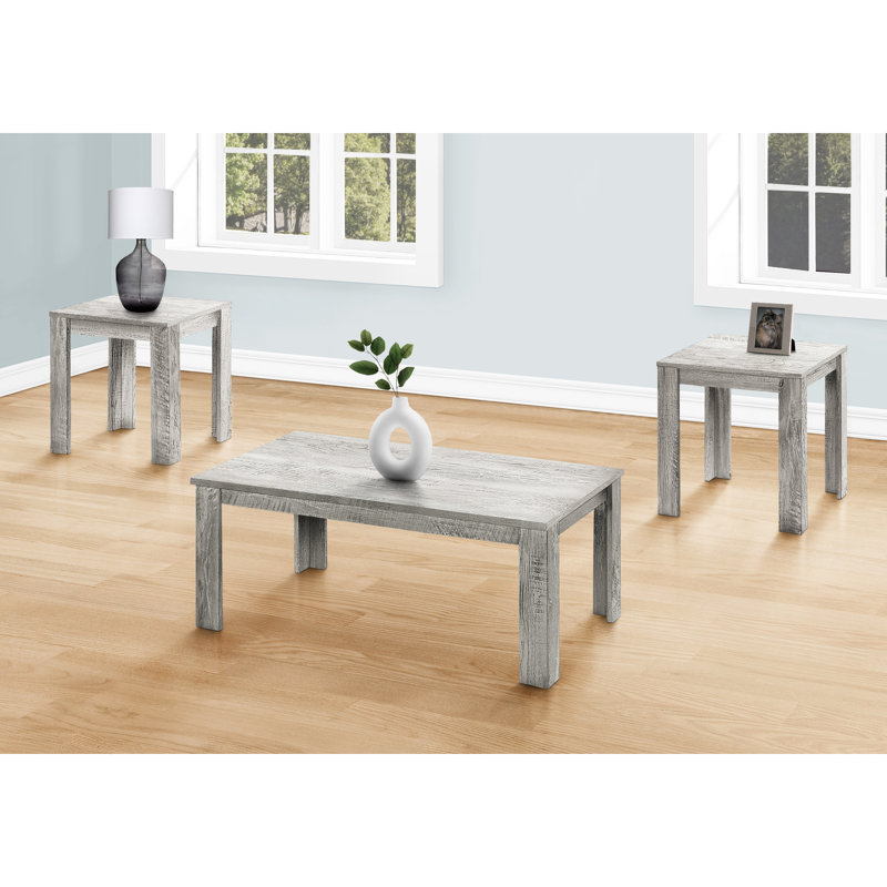 Table de salon 3 pièces - stratifié gris: table basse et 2 tables de bout, look attrayant dans la pièce: design élégant stratifié