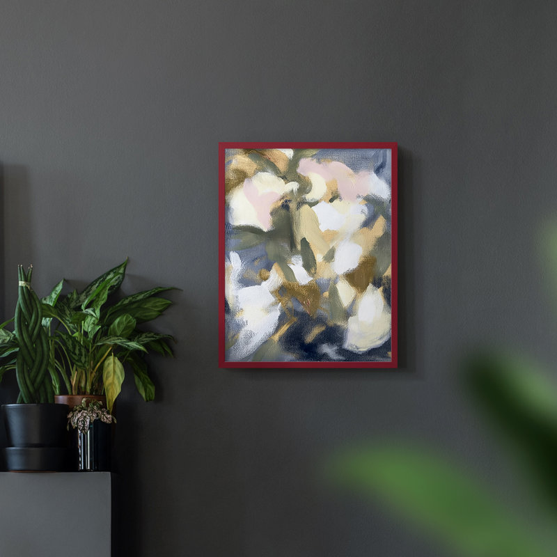 Série FLORAL DCLV - reproduction encadrée de qualité supérieure - prête à être accrochée - aucun clou requis, Rouge