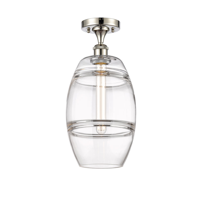 Plafonnier semi-encastré 1 lumière Ballston - Abiagael, H 11,13 po x l 8 po x P 8 po, Transparent, Nickel poli