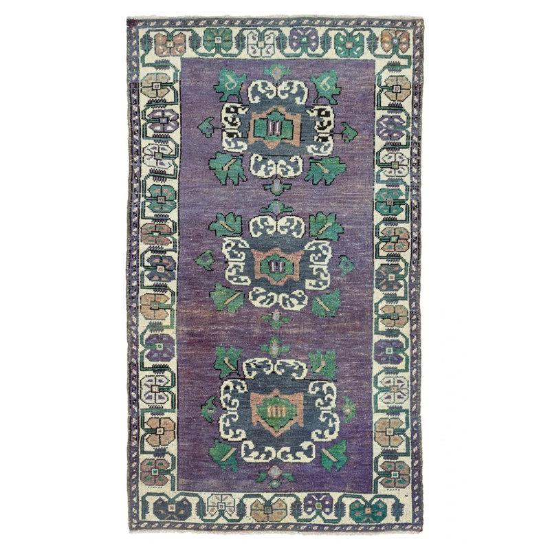 Vintage One-of-a-Kind 3'1" X 5'3" 1960s Wool Area Rug Purple