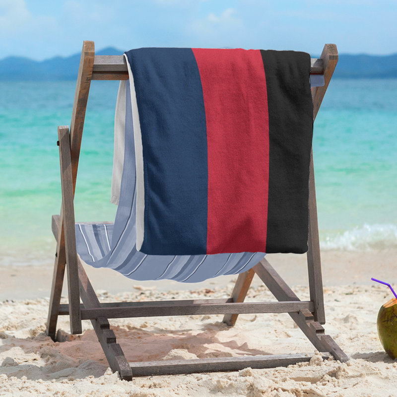 Lightweight Beach Towel, Blue/Red/Black, Microfiber