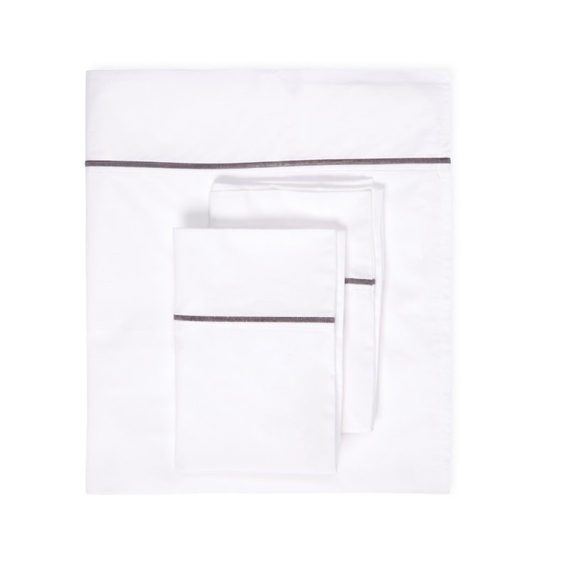 Ensemble de literie à broderie simple 1000 fils, Ensemble de draps pour très grand lit californien, Noir