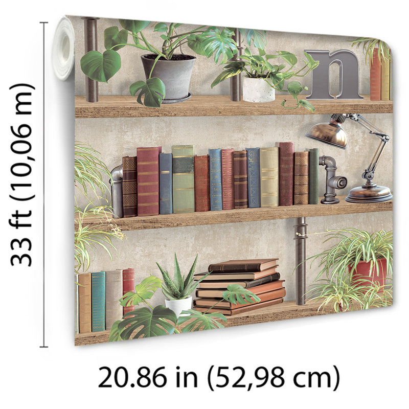 Papier peint industriel avec coin-livre brun, Brun