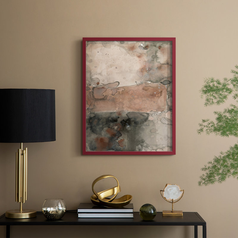 «Mud Play II», reproduction encadrée - bois massif, Rouge, H 30 po x l 24 po