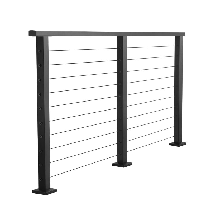 Ensemble de garde-corps complet en acier inoxydable noir mat de 6,5 pi