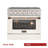 KUCHT Professional 36 in. 5.2 cu. ft. Dual Fuel Range for Natural Gas with Sealed Burners and Convection Oven in Stainless Steel with White Oven Door, White Knobs and Gold Handle & Gold Knobs Rings-87227282-87227284