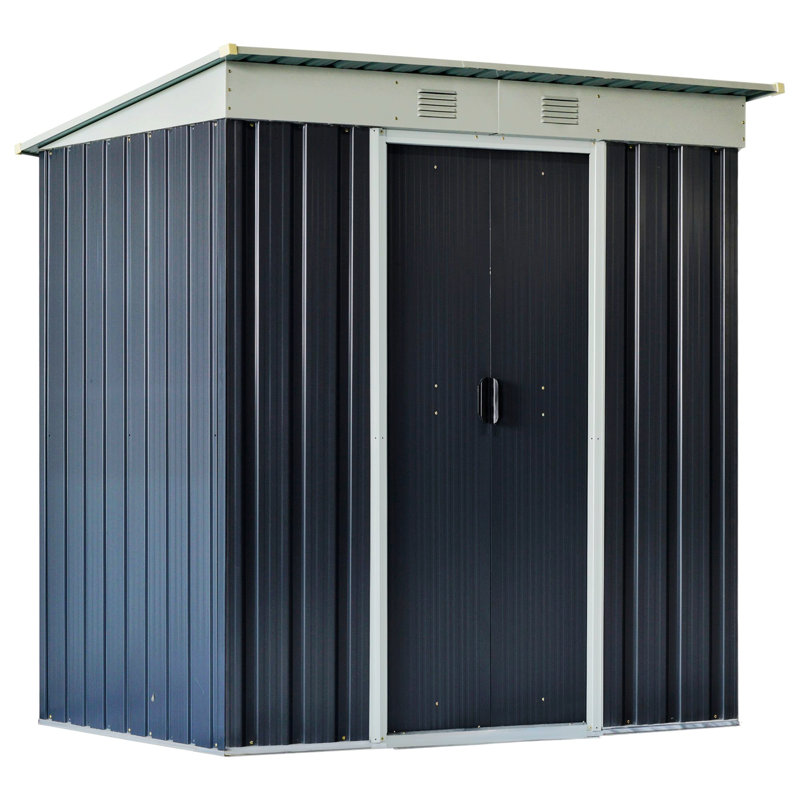 Steel Storage Shed, 68.50" H x 68.50" W x 43.25" D, Black