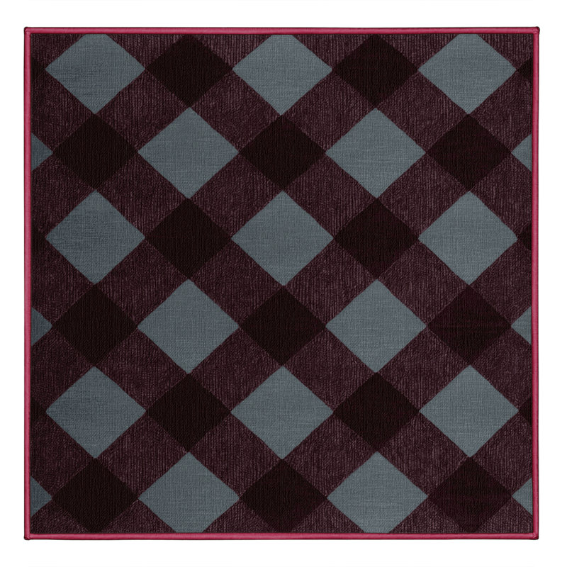 Tapis rouge à carreaux lavable à la machine, Carré 3 pi