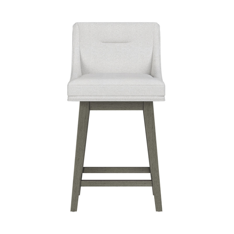 Tabouret pivotant à hauteur réglable en bois et rembourré Dorreen, Salée, Gris délavé