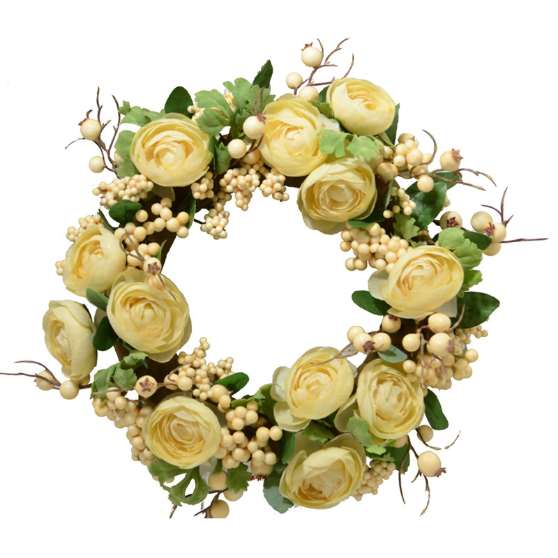 Couronne de 20 po floral, Crème
