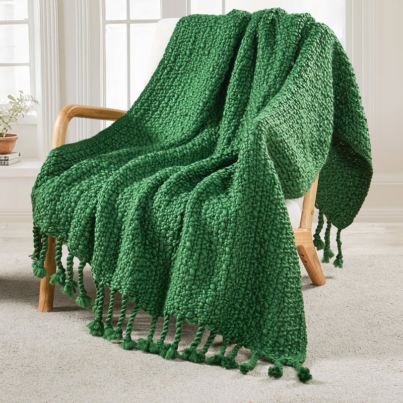 Jeté tricoté Basket Weave, Vert