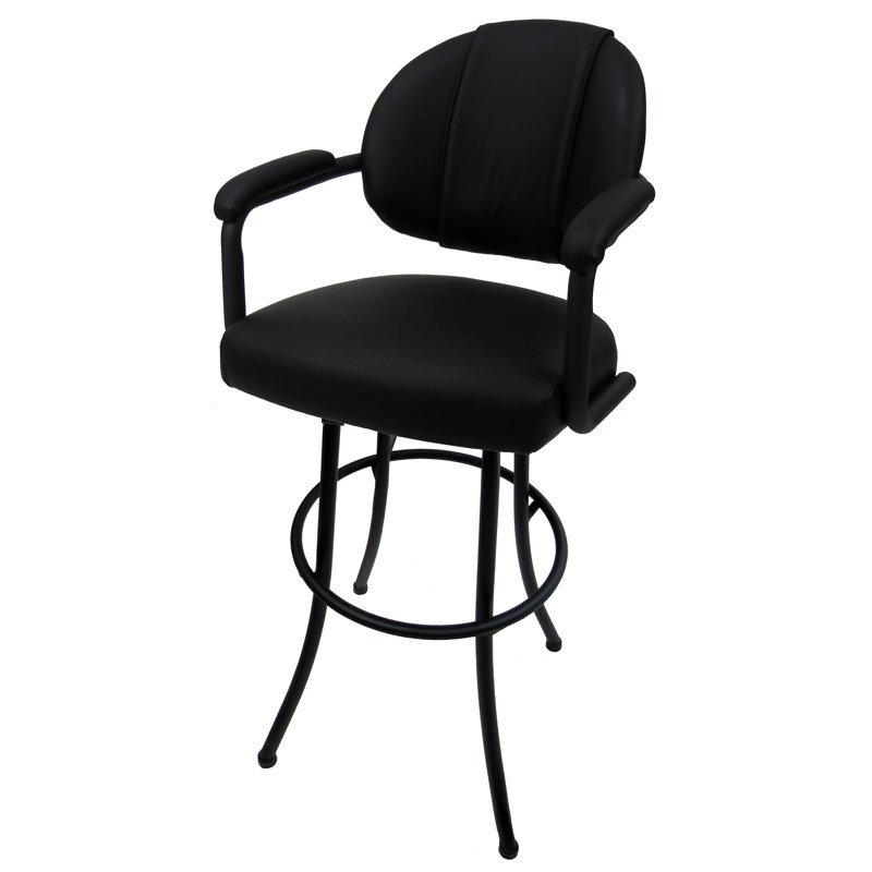 Très grand tabouret pivotant rembourré Vickky, Noir, Noir, Tabouret de bar (siège d'une hauteur de 30 po)