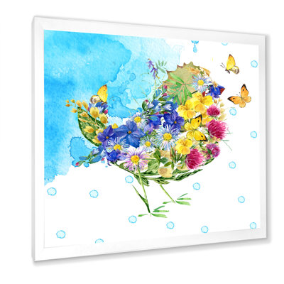 Fleur d'été avec papillons - peinture sur toile