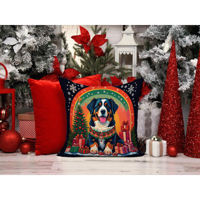 1099_Bernese Mountain Dog Christmas Fabric Decorative Pillow