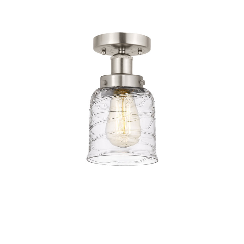 Cordaville Glass Semi Flush Mount, Plated Smoke, Brushed Satin Nickel