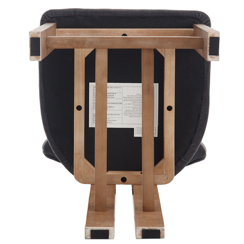 Tabouret rembourré avec structure en bois massif, Gris anthracite