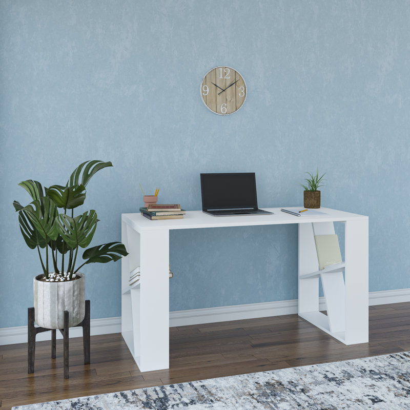 Adalard 2 Tier Modern Desk, White
